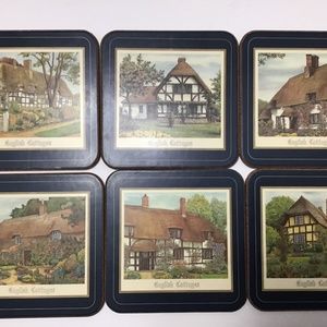Pimpernel English Cottages Coasters Cork Back Made in England Set of 6